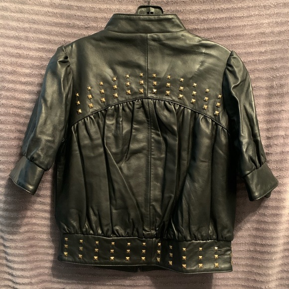 Madison Marcus Studded, Cropped Sleeves Leather Jacket (Size, Medium) - Picture 2 of 2